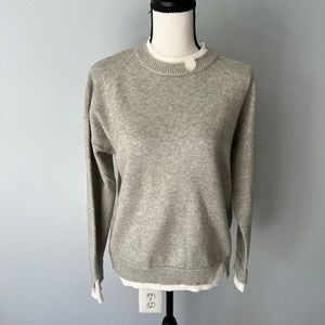 NWT gray sweater with cream cutouts